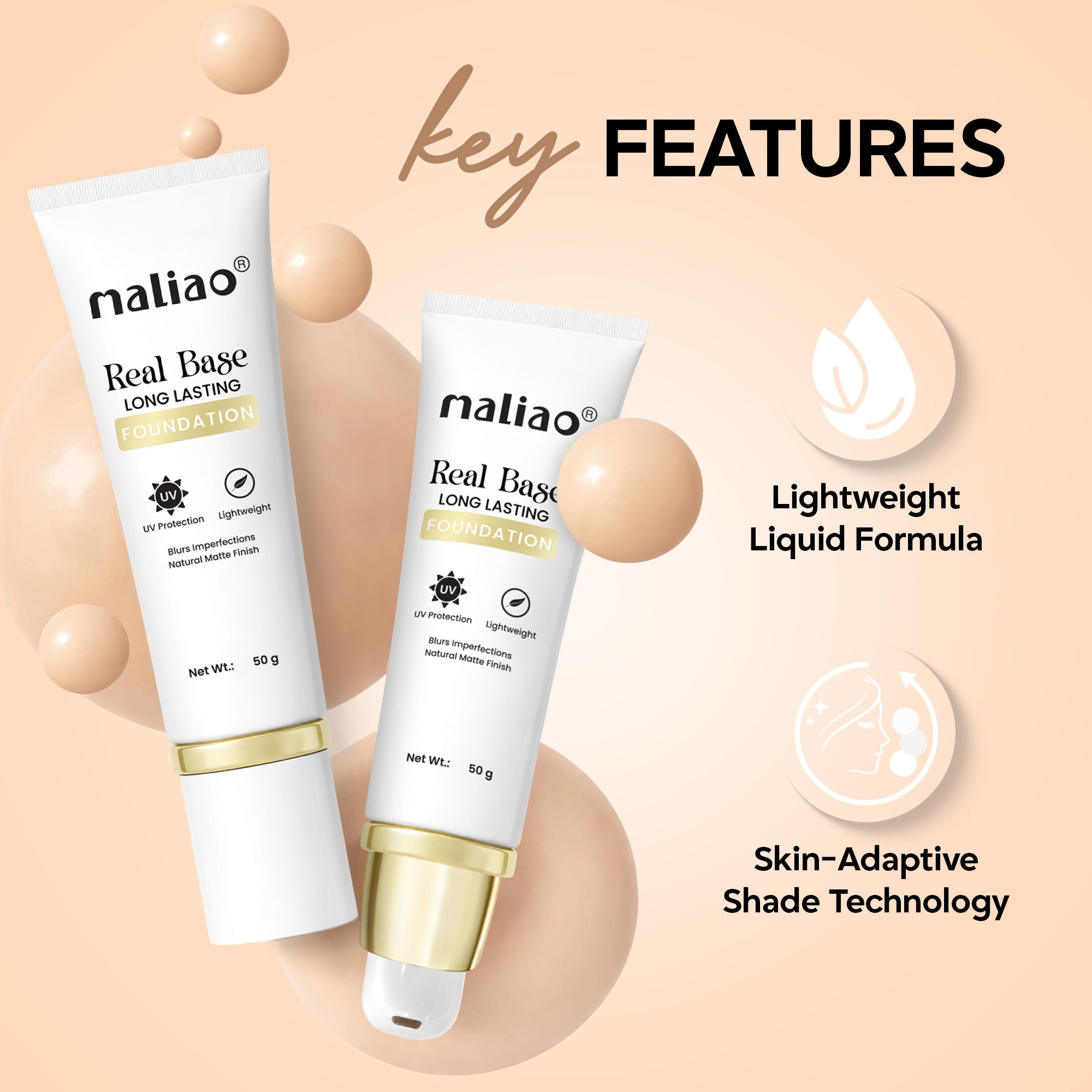 Maliao Color Match Long-Lasting Makeup Base Foundation Face