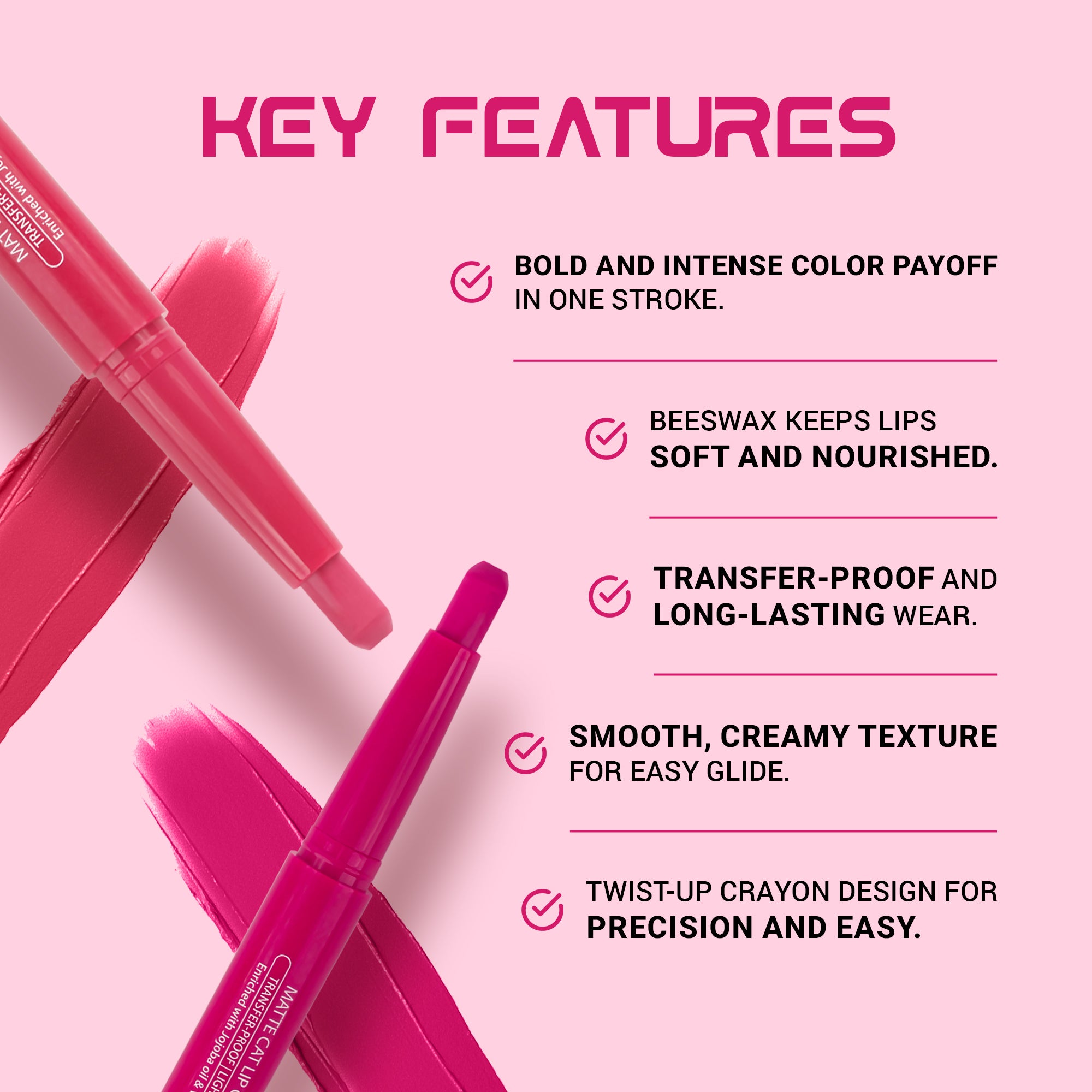 Maliao Matte Cat Lip Crayon - Transfer-Proof & Lightweight Long-Lasting Color Lip