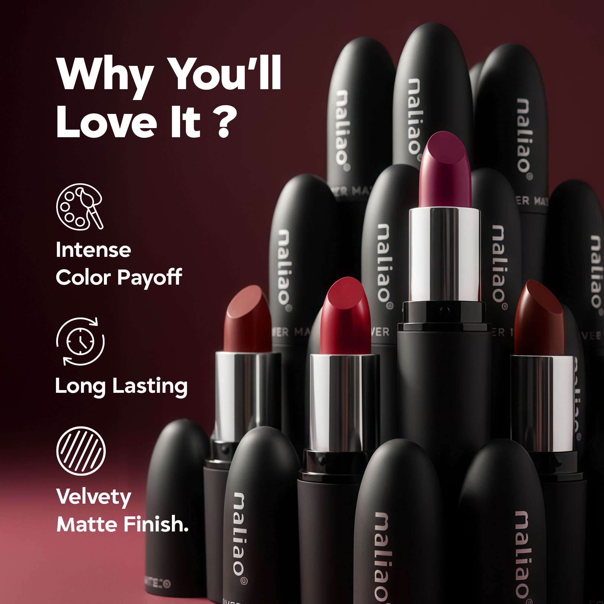 Maliao Forever Matte Lipstick - Long-Lasting Waterproof Elegance Lip
