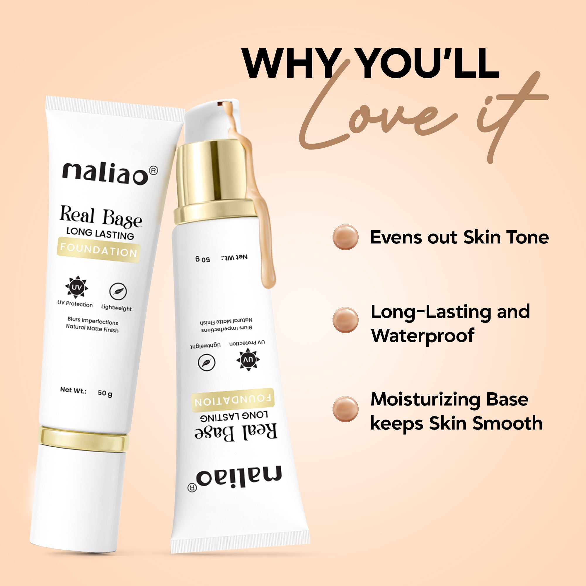 Maliao Color Match Long-Lasting Makeup Base Foundation Face