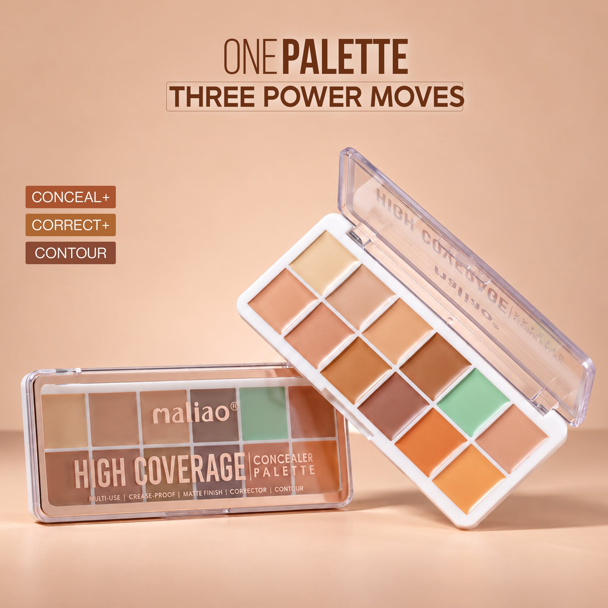 Maliao High Coverage Concealer Palette - Oil Control, Waterproof, Long Lasting Face
