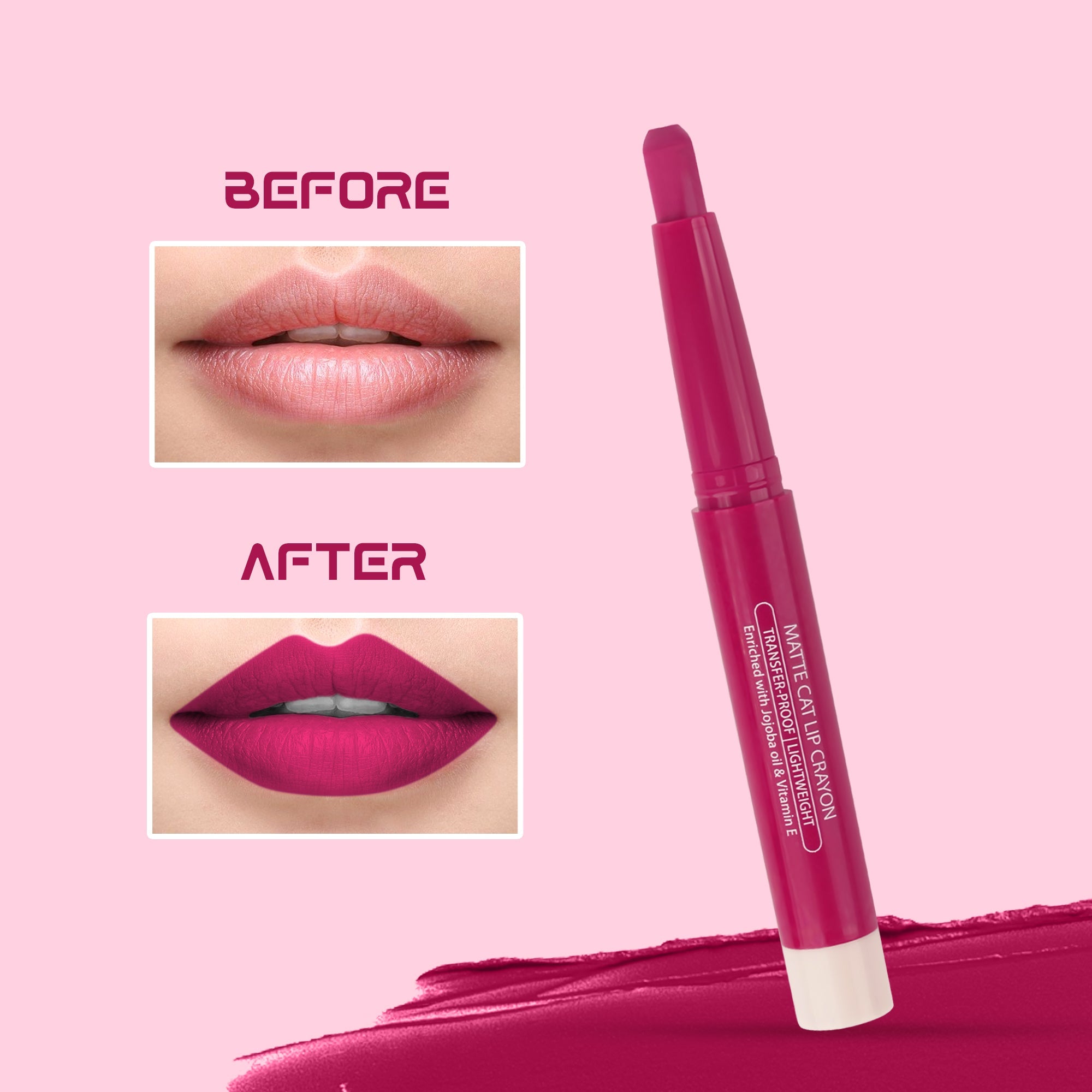 Maliao Matte Cat Lip Crayon - Transfer-Proof & Lightweight Long-Lasting Color Lip