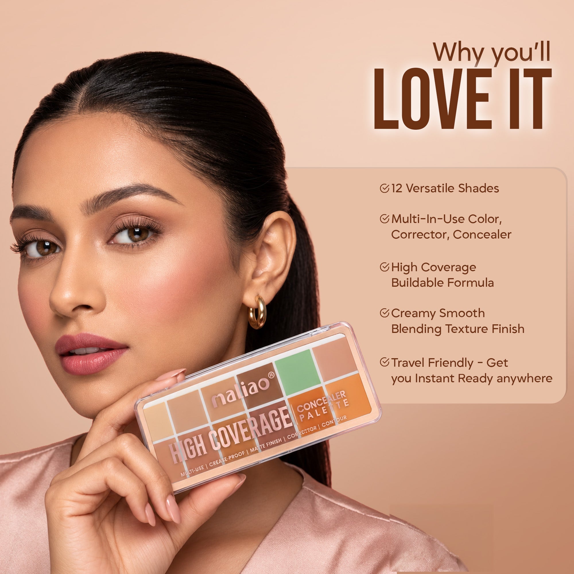 Maliao High Coverage Concealer Palette - Oil Control, Waterproof, Long Lasting Face
