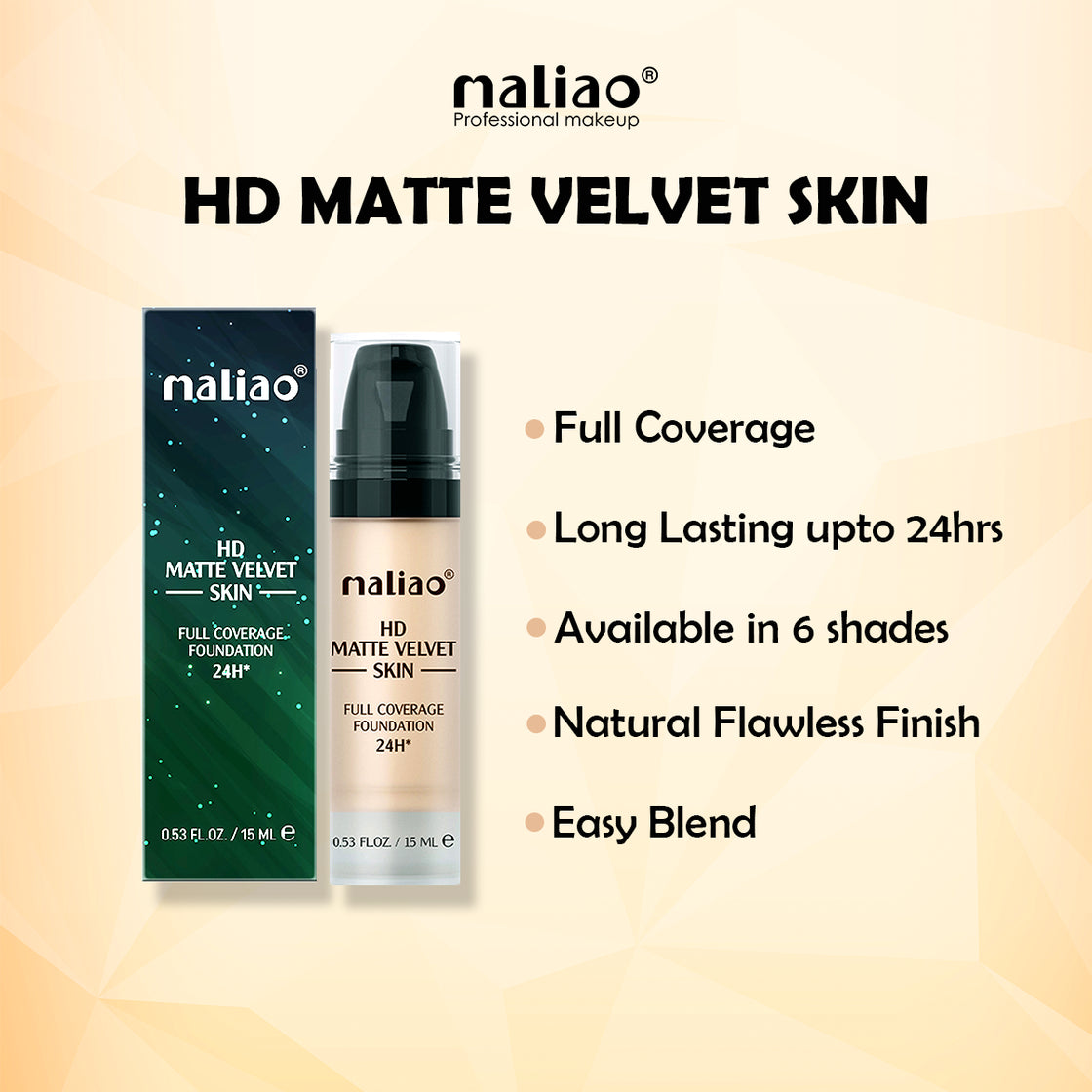 Maliao HD Matte Velvet Skin Full Coverage Foundation 24H - Maliao Makeup