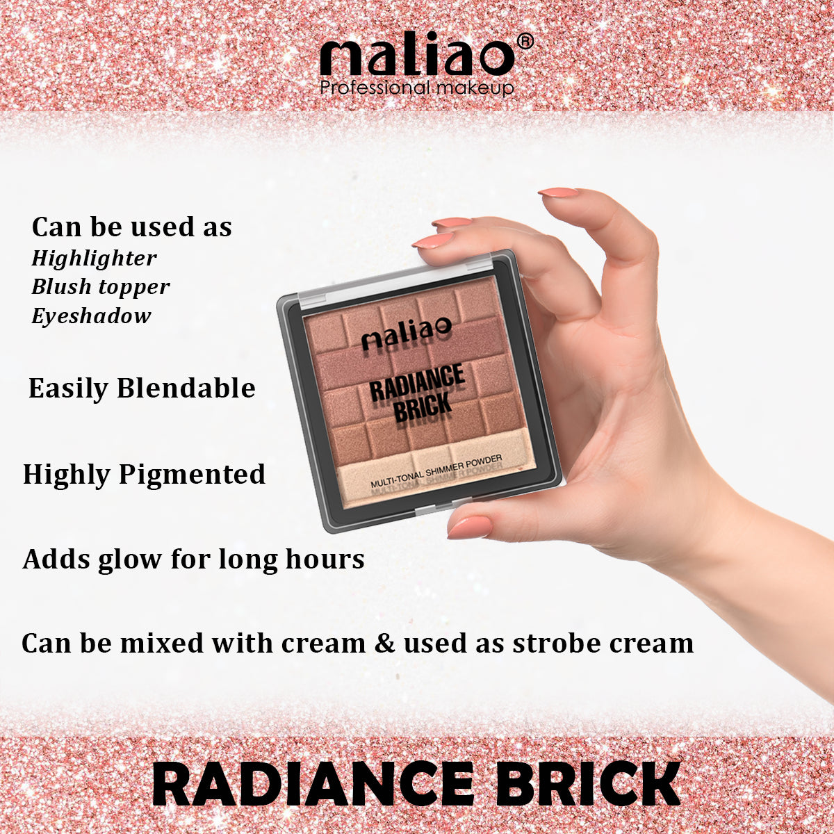 Maliao Radiance Brick Highlighter Shimmer Powder - Illuminate Your Features with Natural Glow - Maliao Makeup