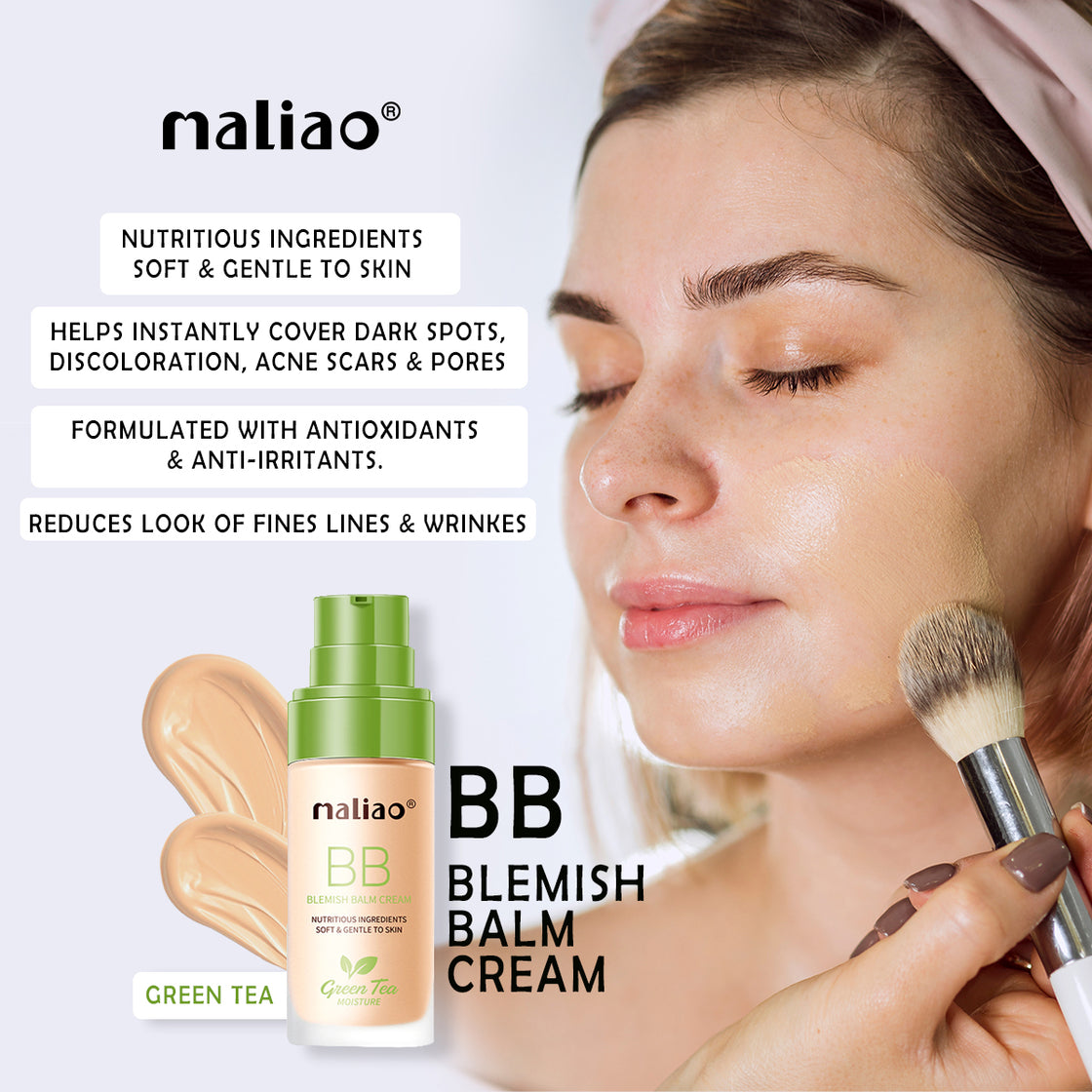 Maliao Green Tea BB Blemish Balm Cream - Moisture, Soft & Gentle Skin Care - Maliao Makeup