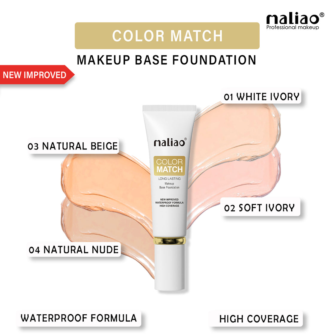 Maliao Color Match Long-Lasting Makeup Base Foundation Face