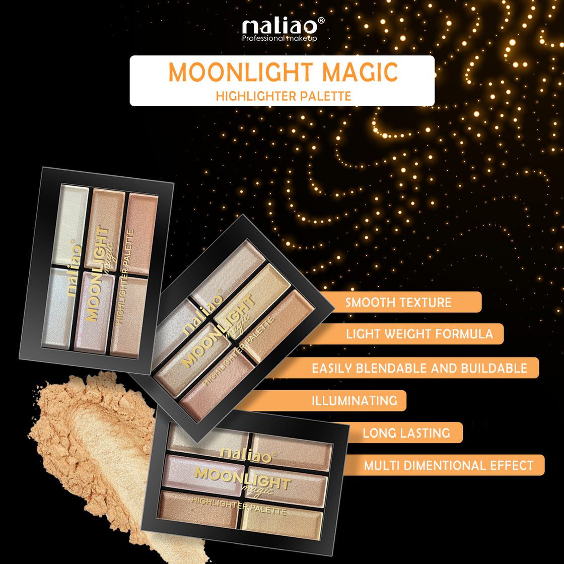 Maliao Moonlight Magic Highlighter Palette - Illuminate Your Beauty - Maliao Makeup