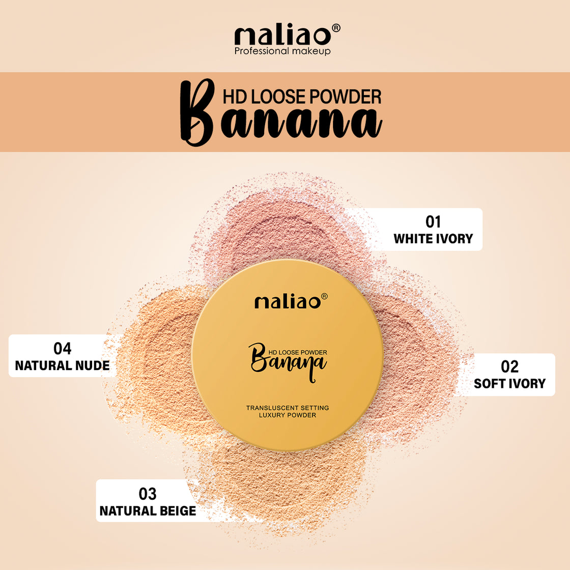 Maliao Luxury HD Banana Compact Powder - Perfecting Radiance for Flawless Skin - Maliao Makeup