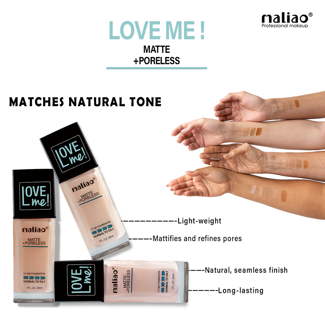 Maliao Love Me Matte + Poreless Love Me Foundation - Your Secret to Flawless, Matte Perfection - Maliao Makeup