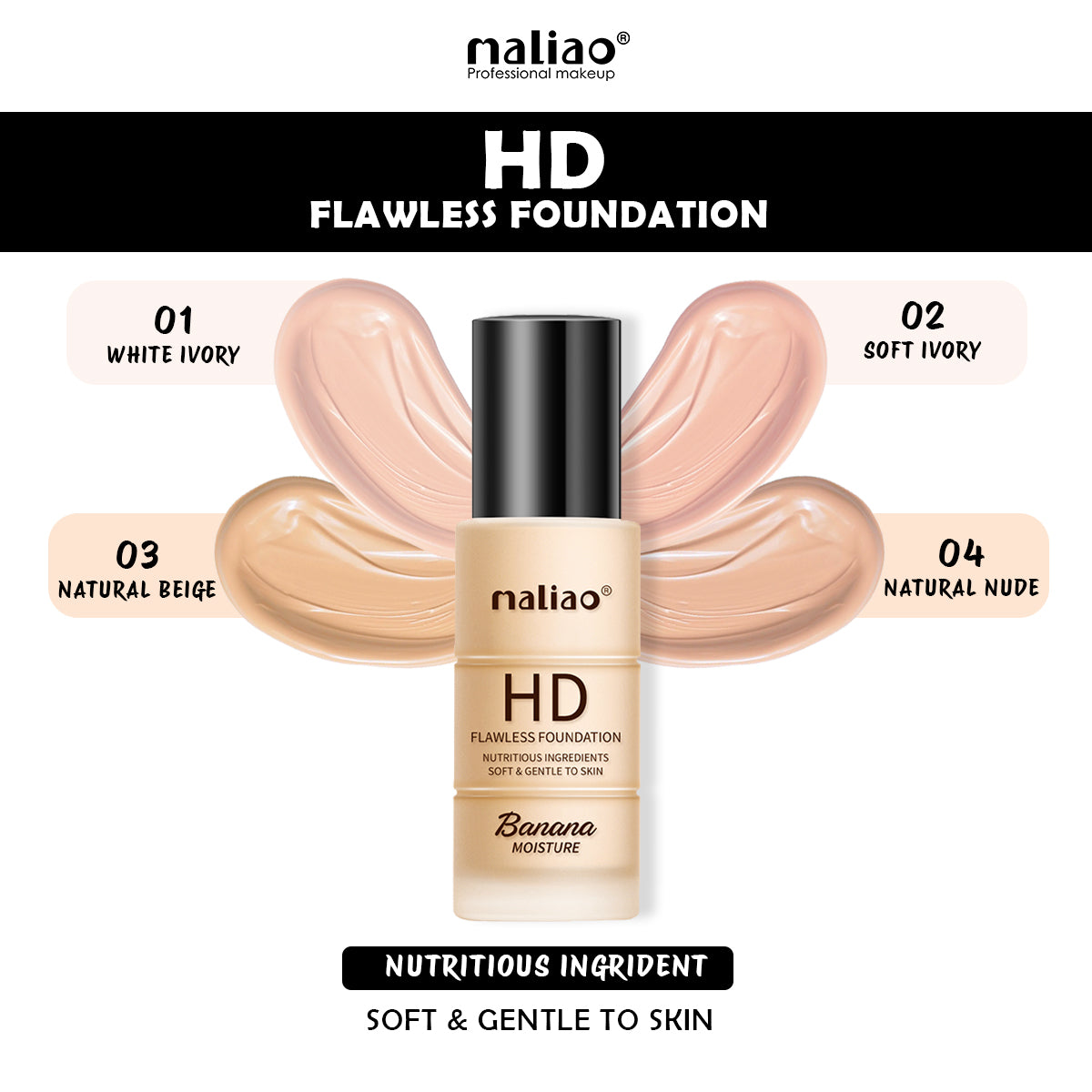 Maliao HD Banana Foundation - Flawless Finish with Moisture Boost for Face Makeup - Maliao Makeup