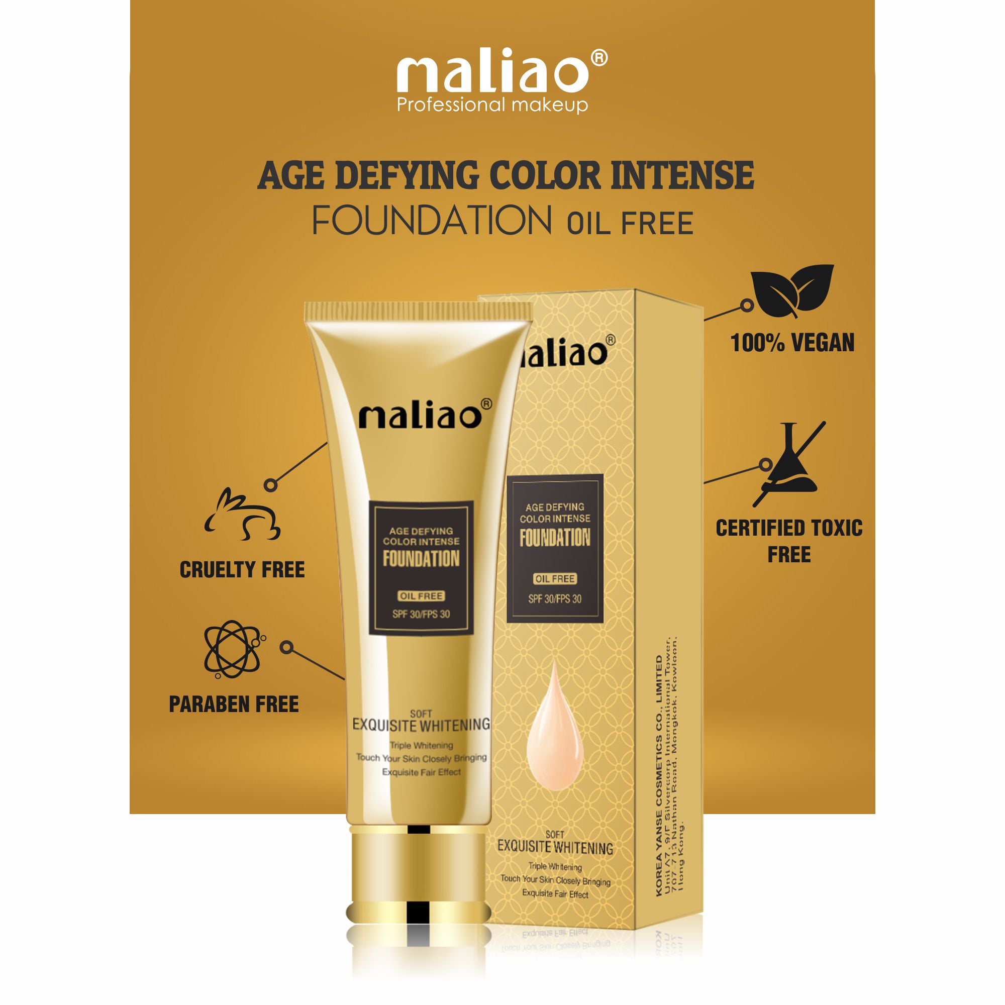 Maliao Age Defying Foundation: Full Coverage, Anti-Aging, Matte Finish Maliao Professional Makeup