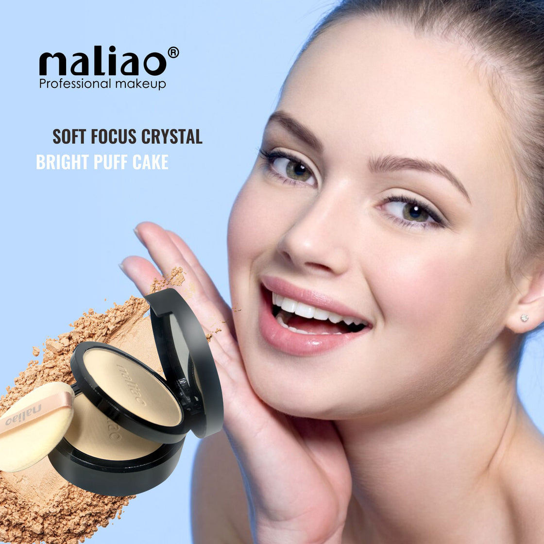 Maliao BB Compact Powder Oil Control - Protect Collagen, Skin Care Correction Finish, Light Beige - Maliao Makeup