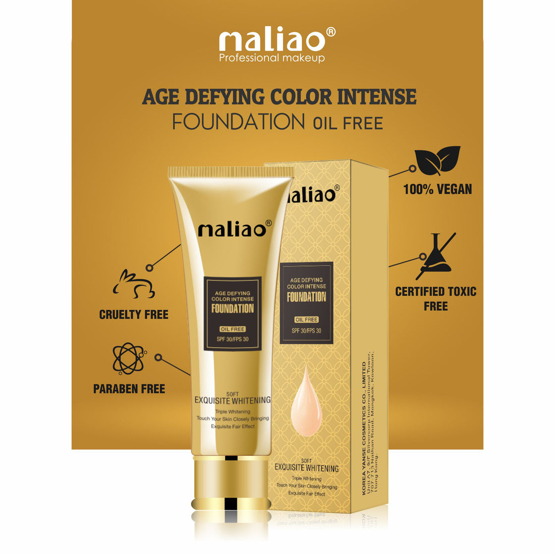 Maliao Age Defying Foundation: Full Coverage, Anti-Aging, Matte Finish Maliao Professional Makeup