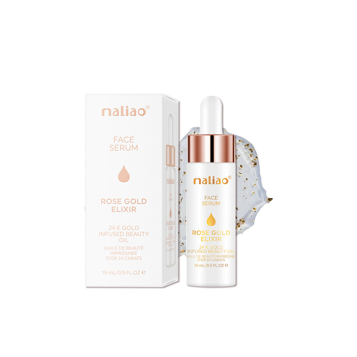 Maliao Face Serum Rose Gold Elixir - 24K Gold Infused Beauty Oil for Radiant Skin - Maliao Makeup