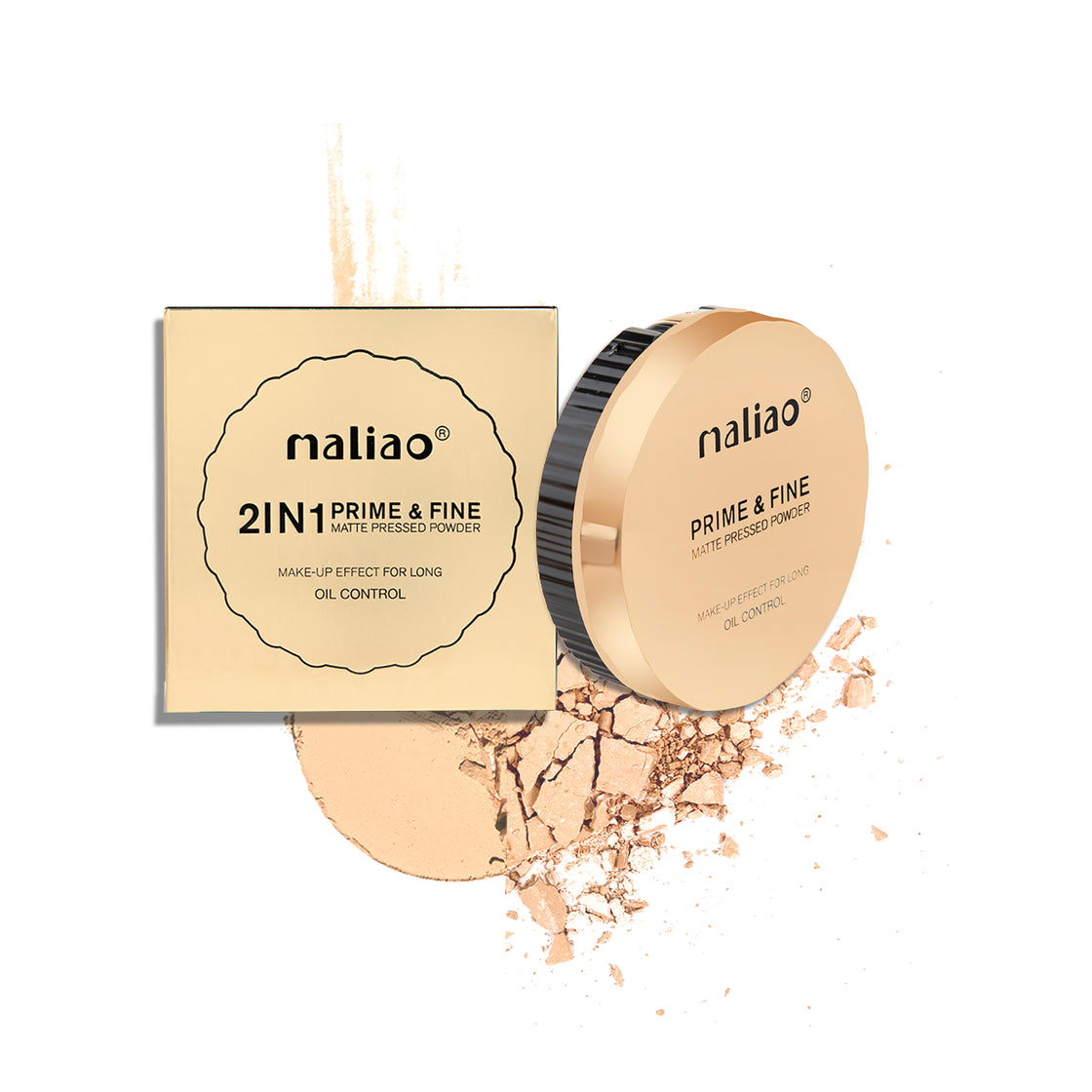 Maliao Oil Control 2 in 1 Prime & Fine Matte Pressed Powder Compact - Velvety Natural Perfection Maliao Professional Makeup