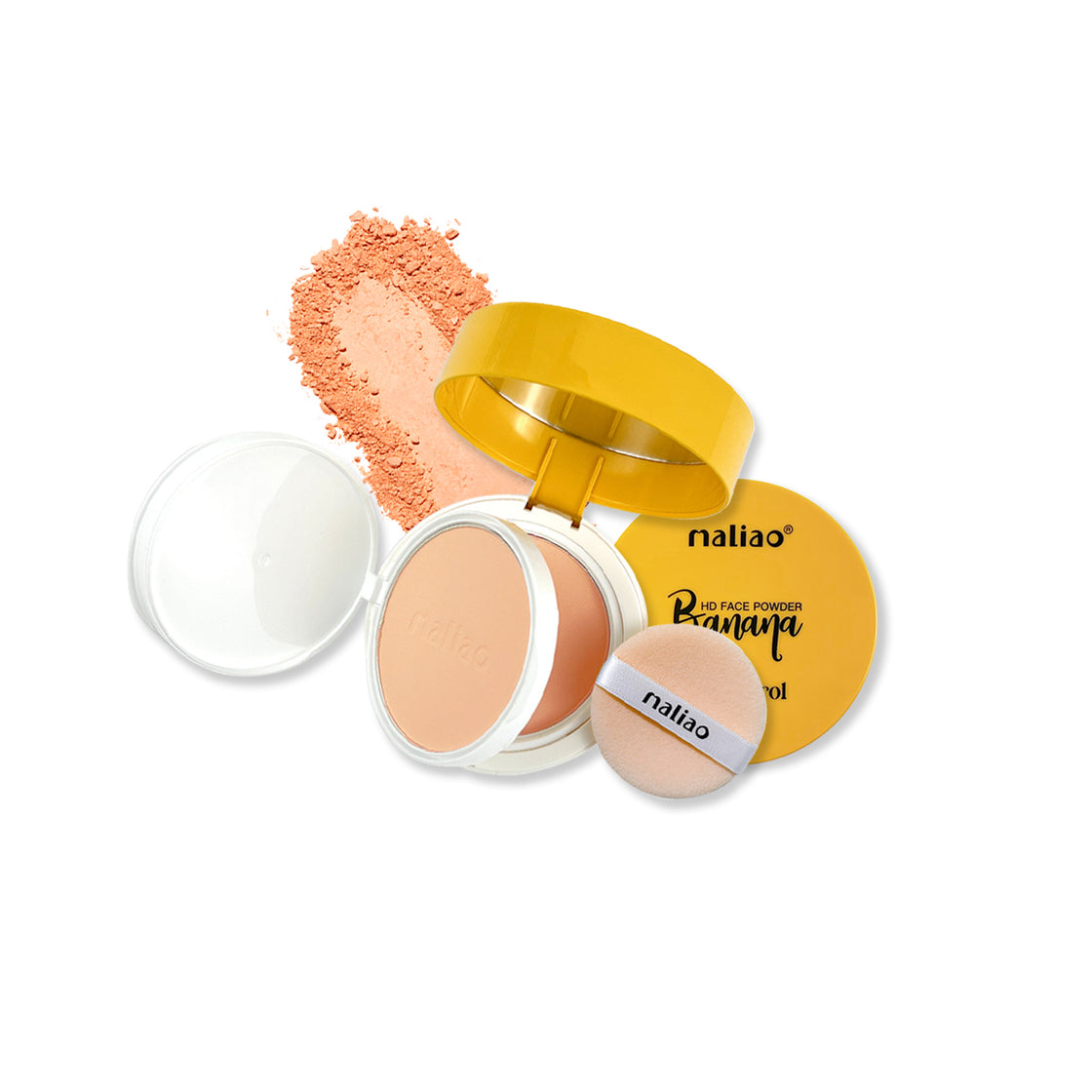 Maliao, Mattifying, Compact, FacePowder, OilControl, BananaShade, 