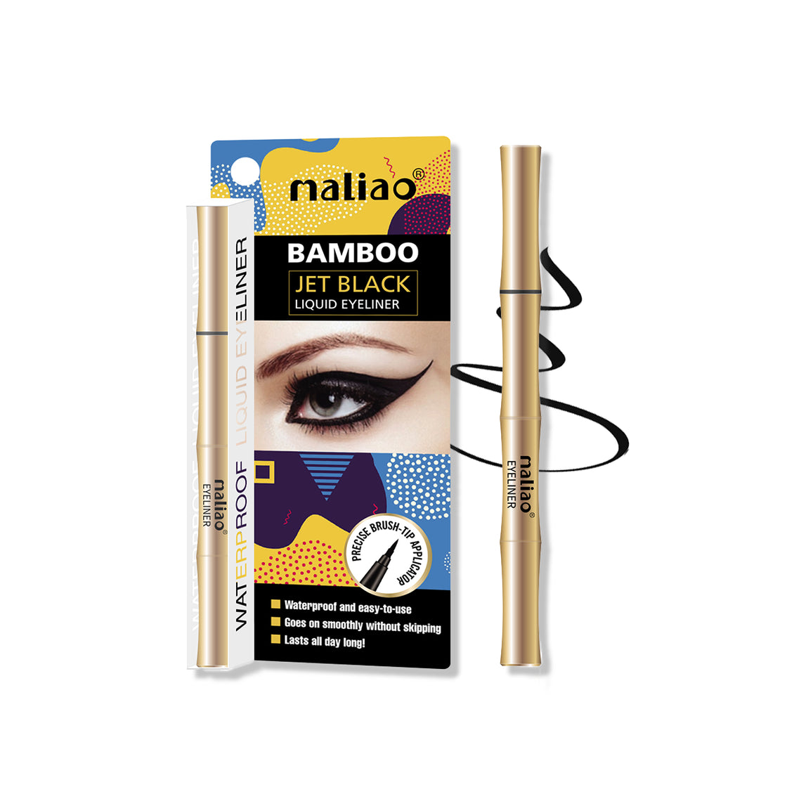 Maliao Bamboo Jet Black Liquid Eyeliner - Waterproof Precision for Stunning Eyes - Maliao Makeup