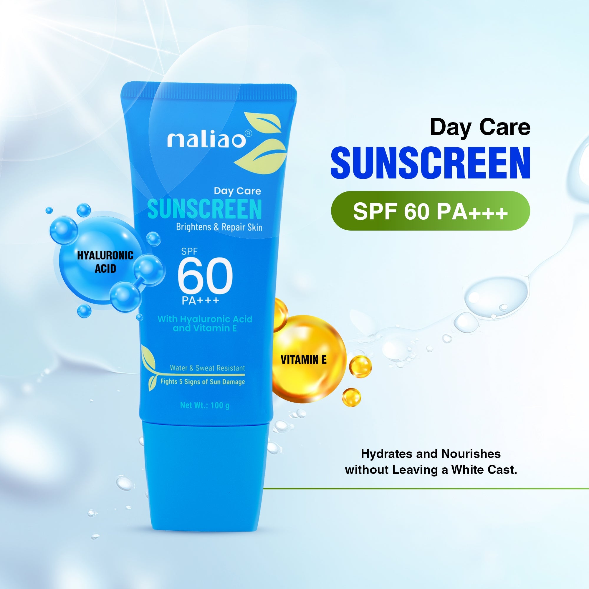 Maliao Green Tea Sunscreen SPF 60 PA+++ Face