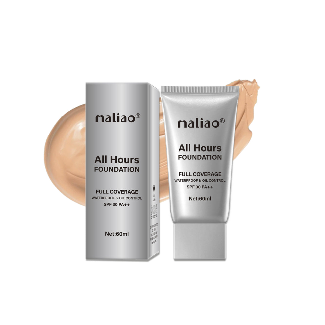 Maliao All Hours Foundation - Full Coverage, Waterproof, Oil Control, SPF 30 PA++ - Maliao Makeup