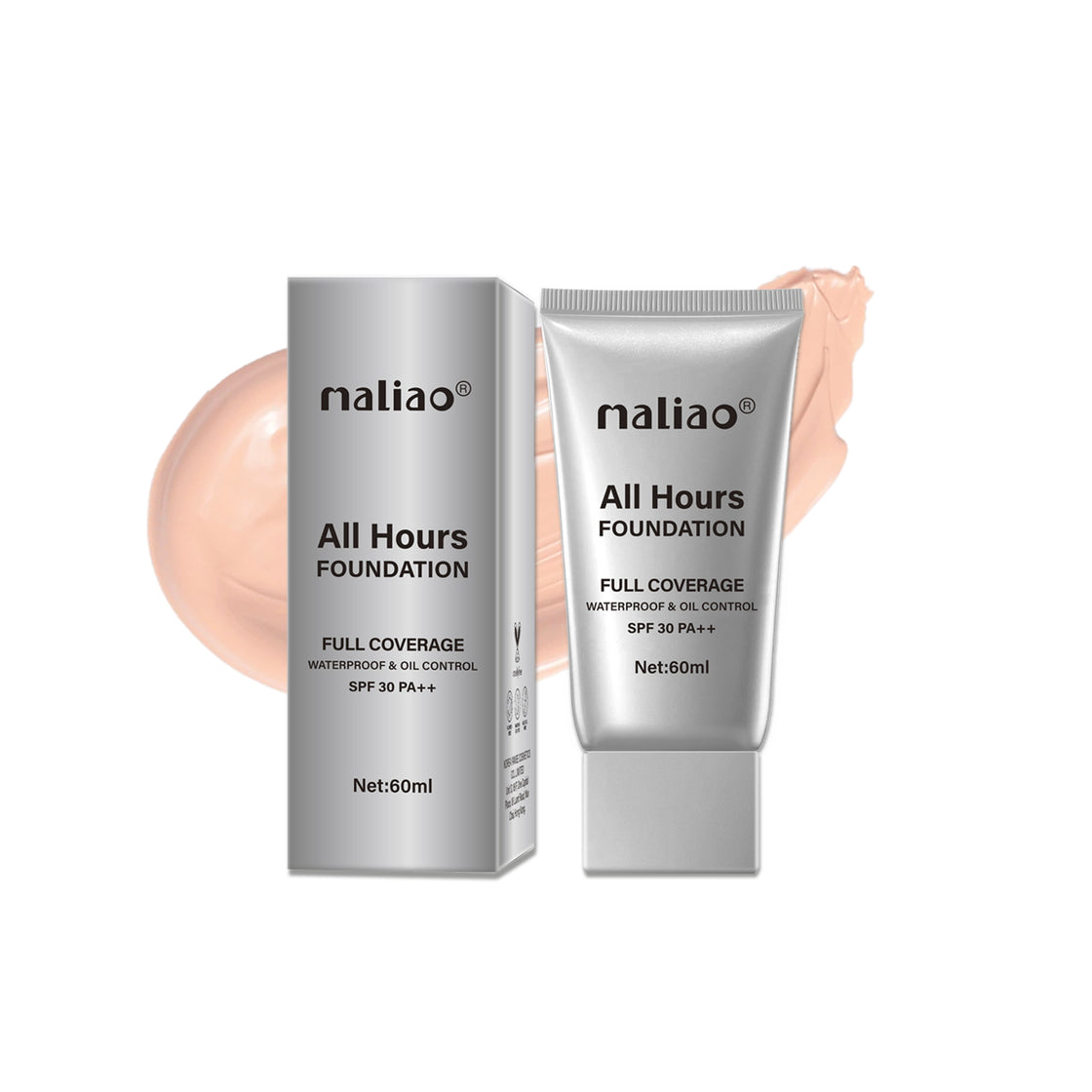 Maliao All Hours Foundation - Full Coverage, Waterproof, Oil Control, SPF 30 PA++ - Maliao Makeup