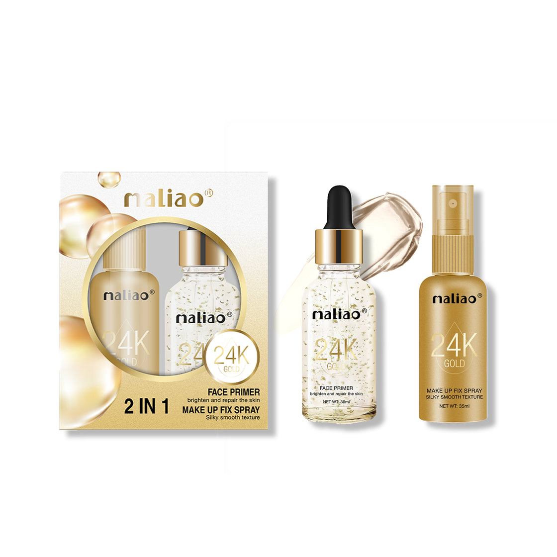 Maliao 2-in-1 Face Primer & Makeup Fix Spray - Prime, Set & Slay All Day (30ml + 35ml) - Maliao Makeup