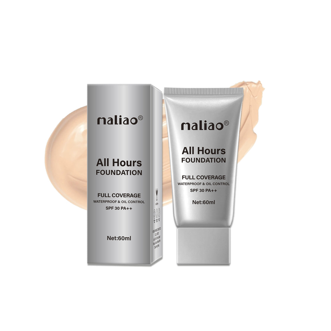 Maliao All Hours Foundation - Full Coverage, Waterproof, Oil Control, SPF 30 PA++ - Maliao Makeup