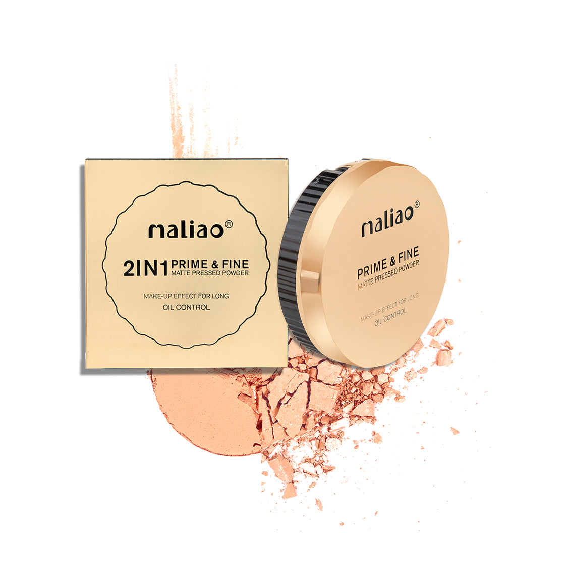 Maliao Oil Control 2 in 1 Prime & Fine Matte Pressed Powder Compact - Velvety Natural Perfection Maliao Professional Makeup