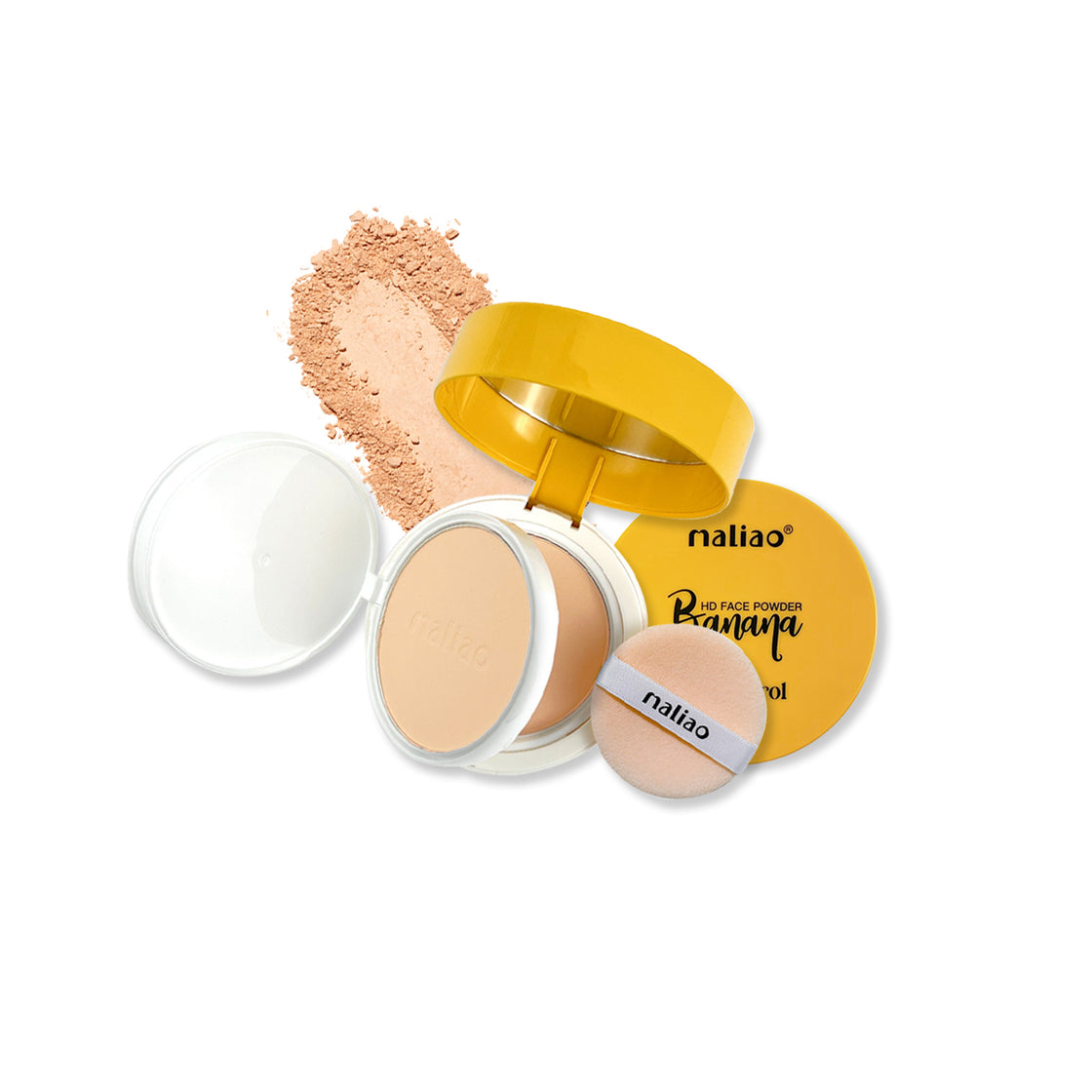 Maliao, Mattifying, Compact, FacePowder, OilControl, BananaShade, 