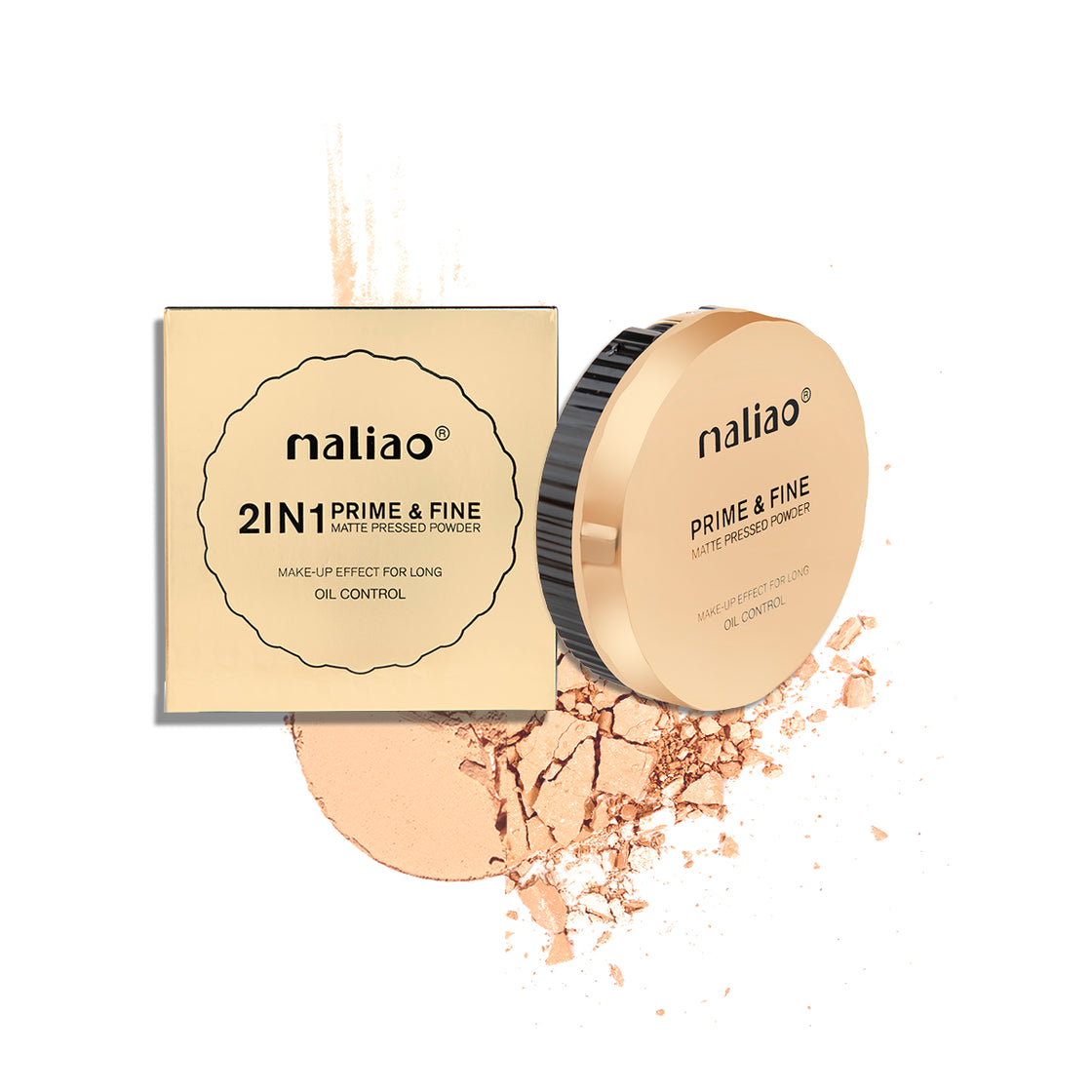 Maliao Oil Control 2 in 1 Prime & Fine Matte Pressed Powder Compact - Velvety Natural Perfection Maliao Professional Makeup