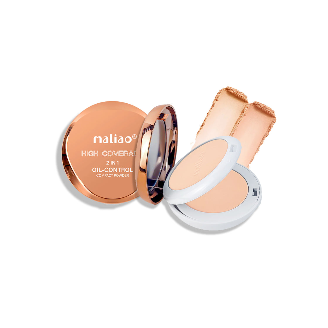 Maliao High Coverage 2-in-1 Oil-Control Compact Powder for Flawless Matte Finish and Long-Lasting Wear - Maliao Makeup