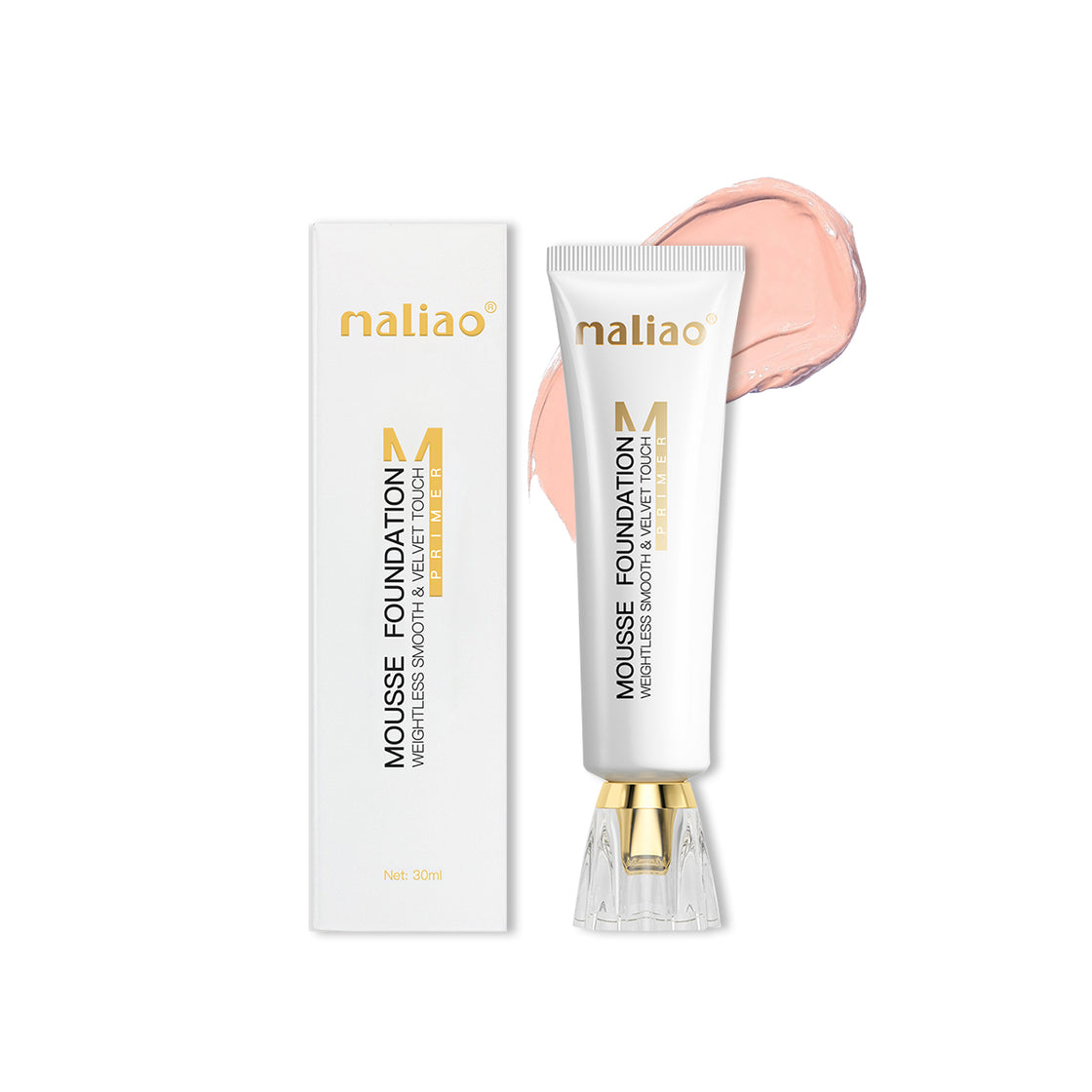 Maliao, Maliao Primer Weightless Smooth, Velvet Touch Mousse Foundation, Flawless Base,  Makeup Essential