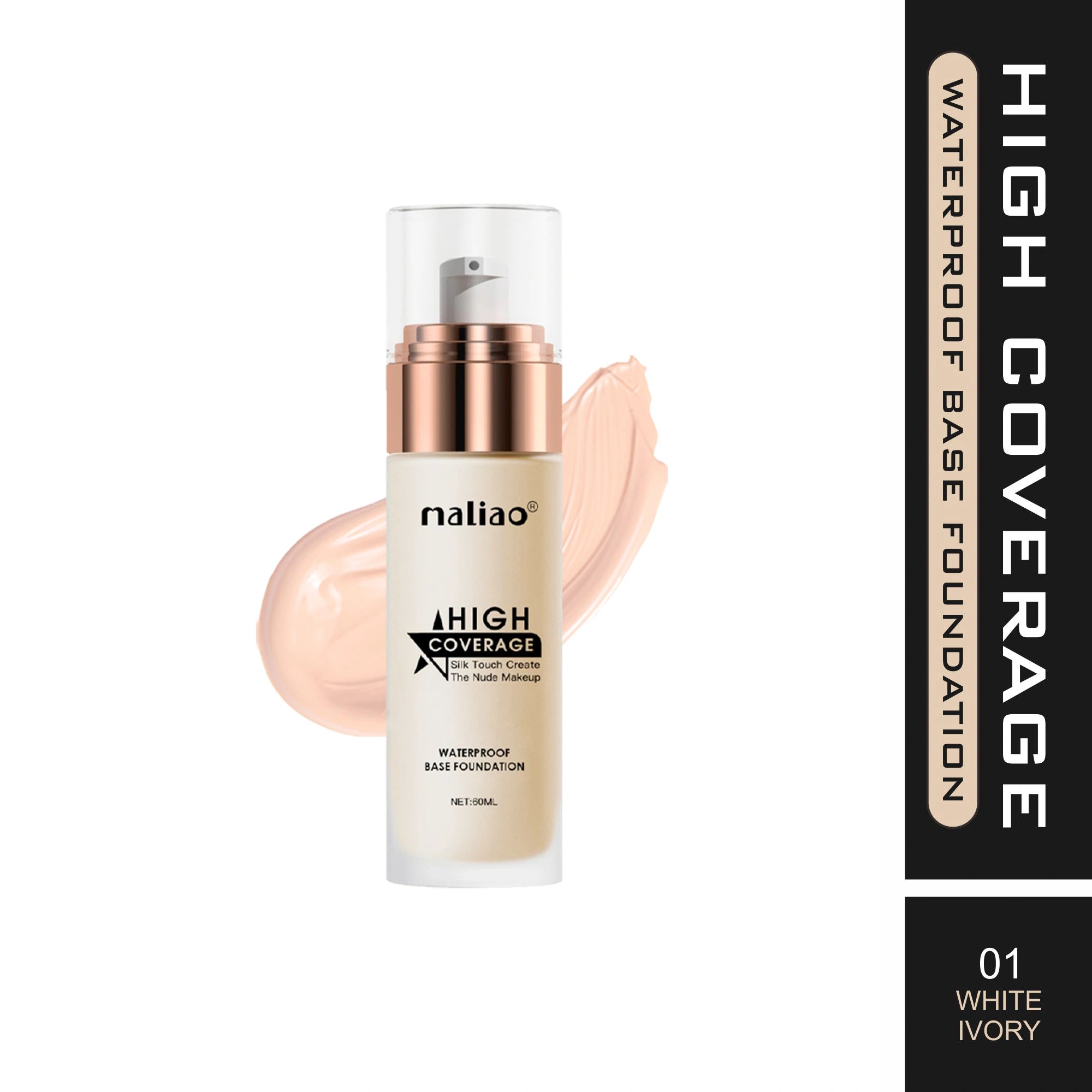 Maliao High Coverage Waterproof Base Foundation - Flawless All-Day Wear Face