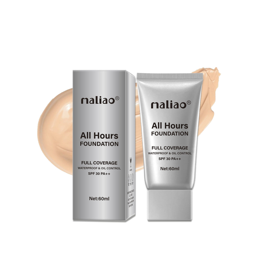 Maliao All Hours Foundation - Full Coverage, Waterproof, Oil Control, SPF 30 PA++ - Maliao Makeup