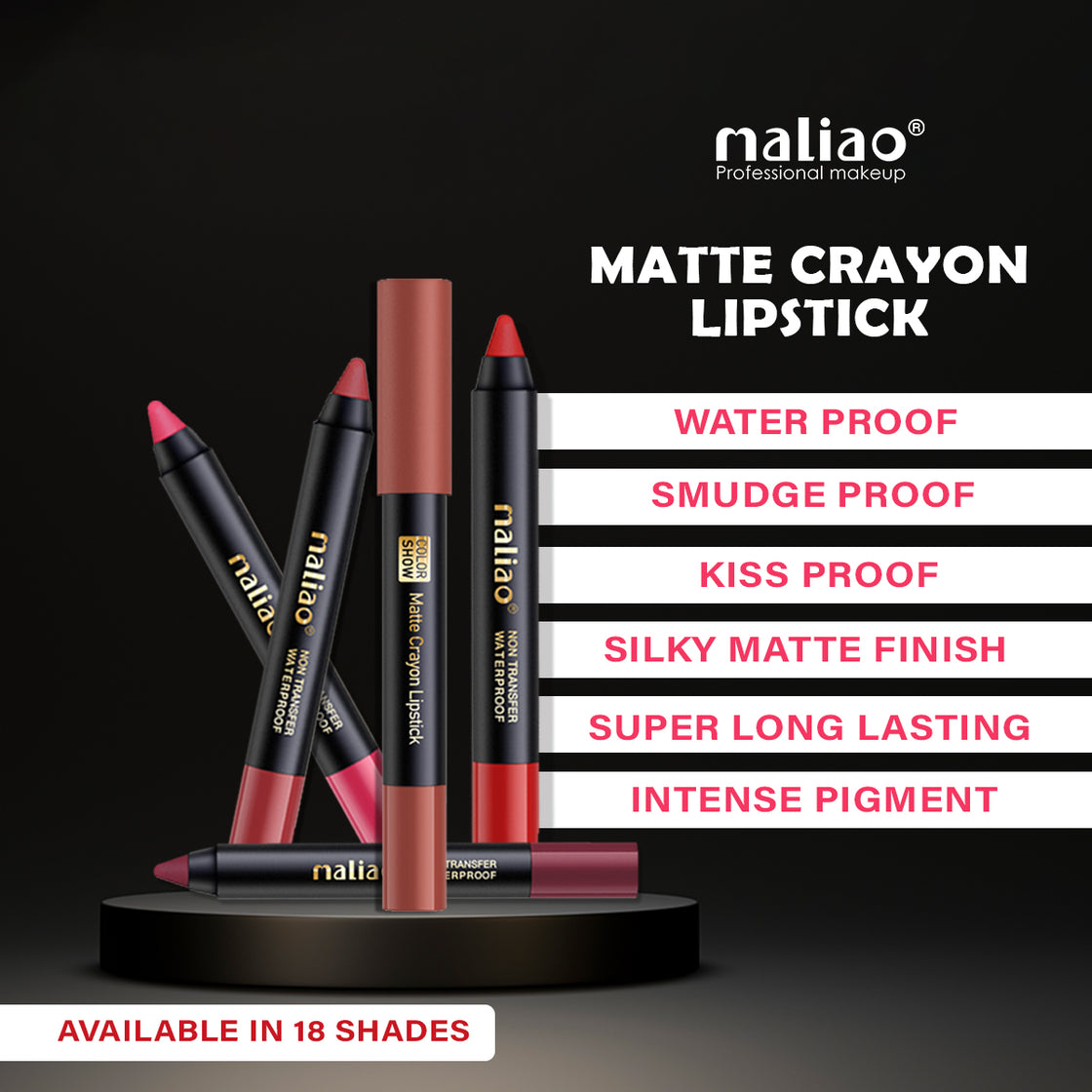 Maliao Matte Crayon Lipstick - 6-in-1 Non-Transfer Waterproof Color Show - Maliao Makeup