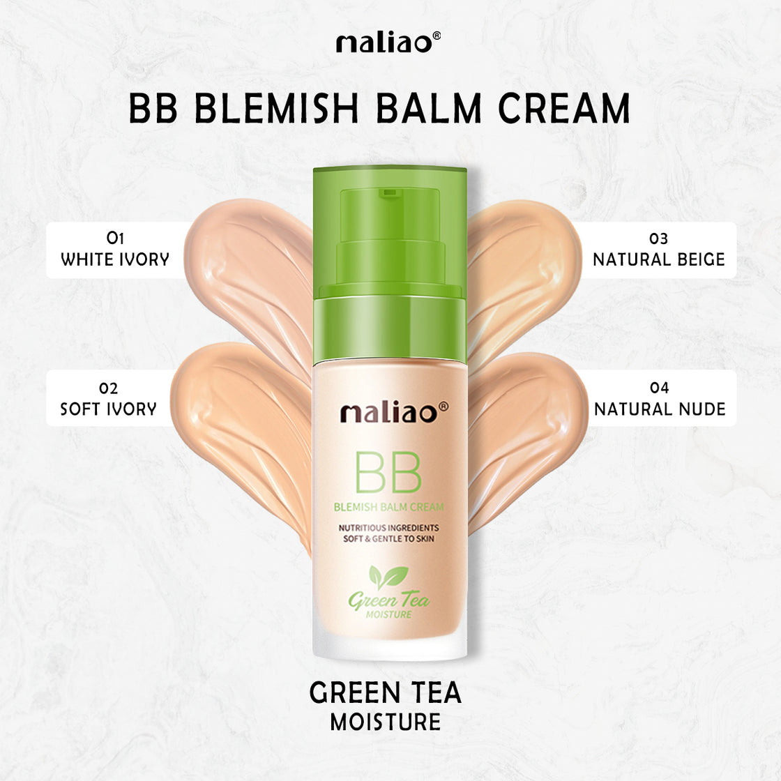 Maliao Green Tea BB Blemish Balm Cream - Moisture, Soft & Gentle Skin Care - Maliao Makeup