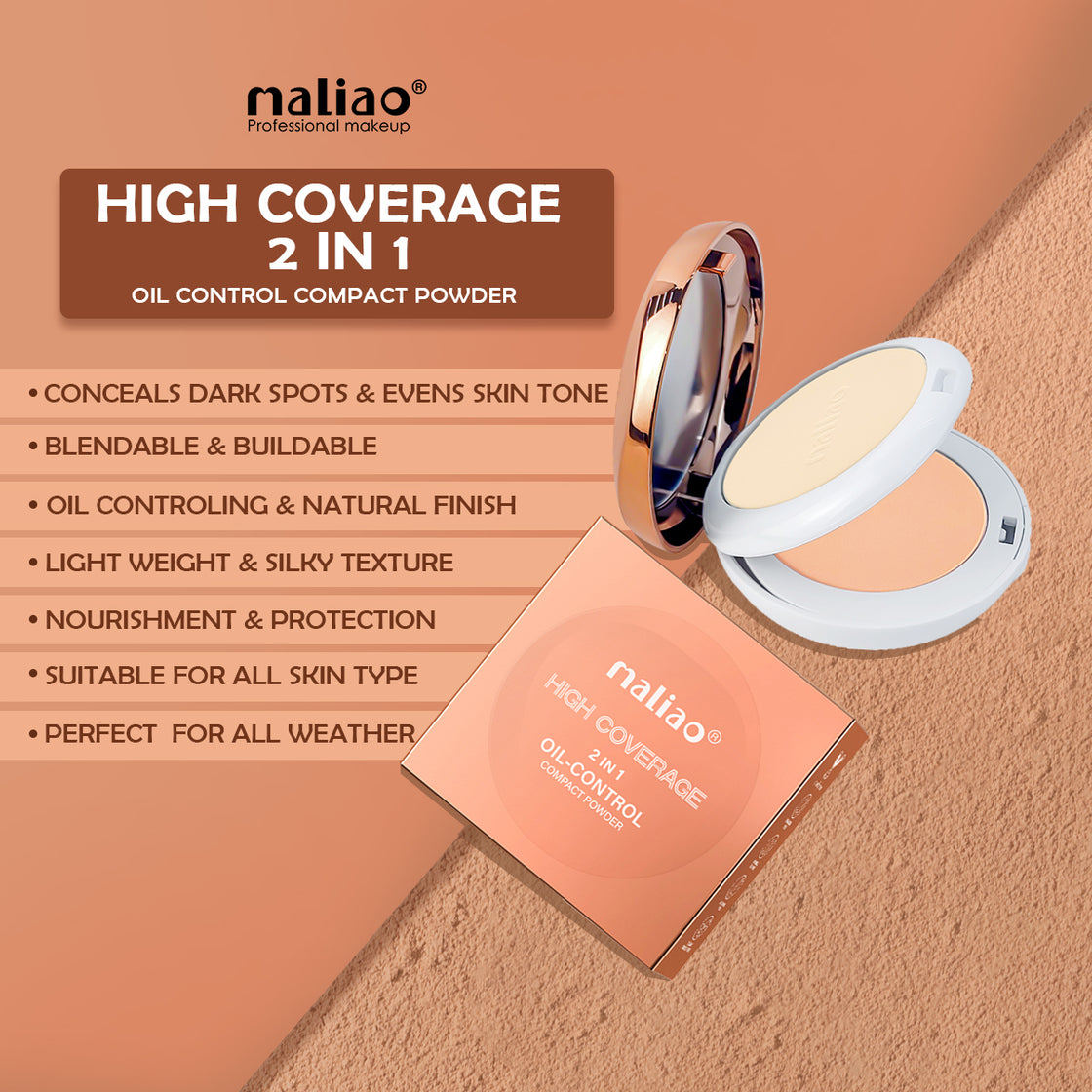 Maliao High Coverage 2-in-1 Oil-Control Compact Powder for Flawless Matte Finish and Long-Lasting Wear - Maliao Makeup