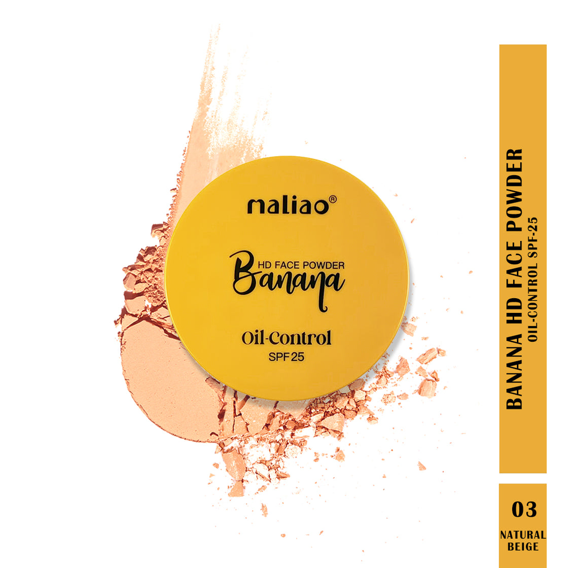 Maliao, Mattifying, Compact, FacePowder, OilControl, BananaShade, 