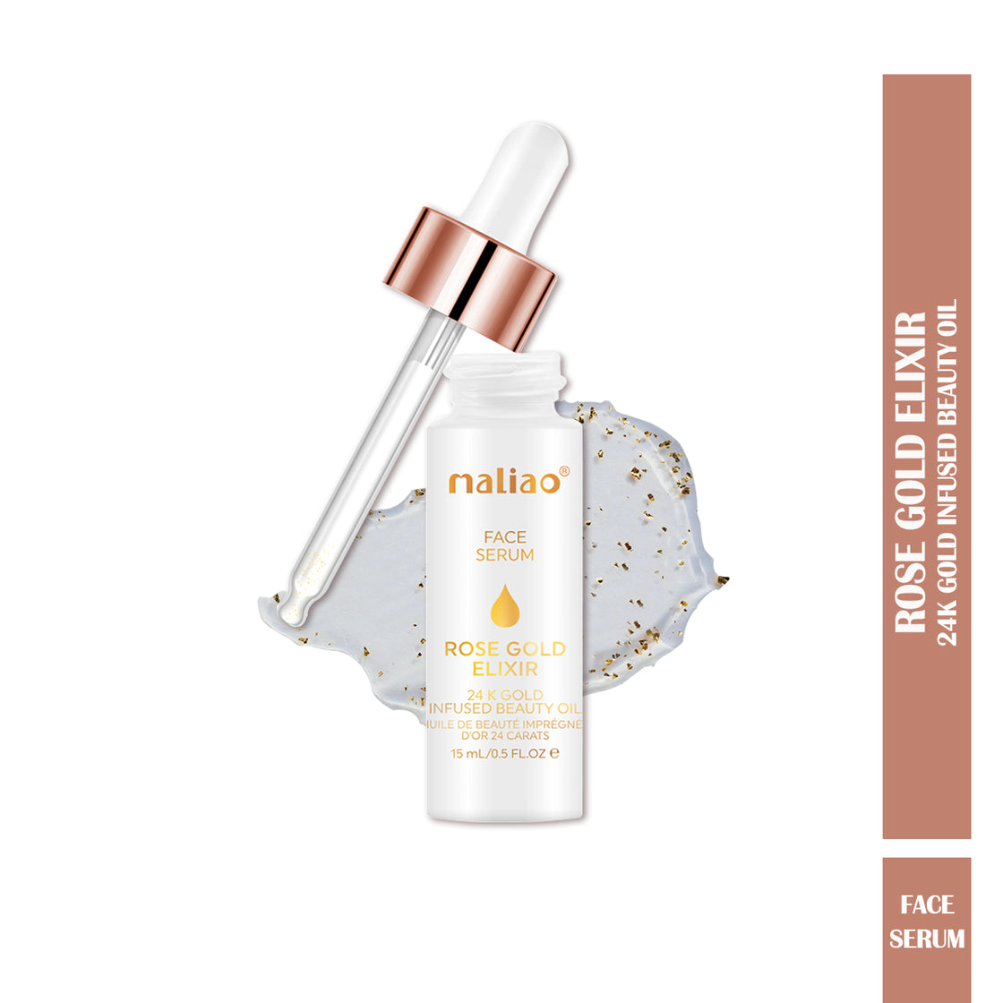 Maliao Face Serum Rose Gold Elixir - 24K Gold Infused Beauty Oil for Radiant Skin - Maliao Makeup