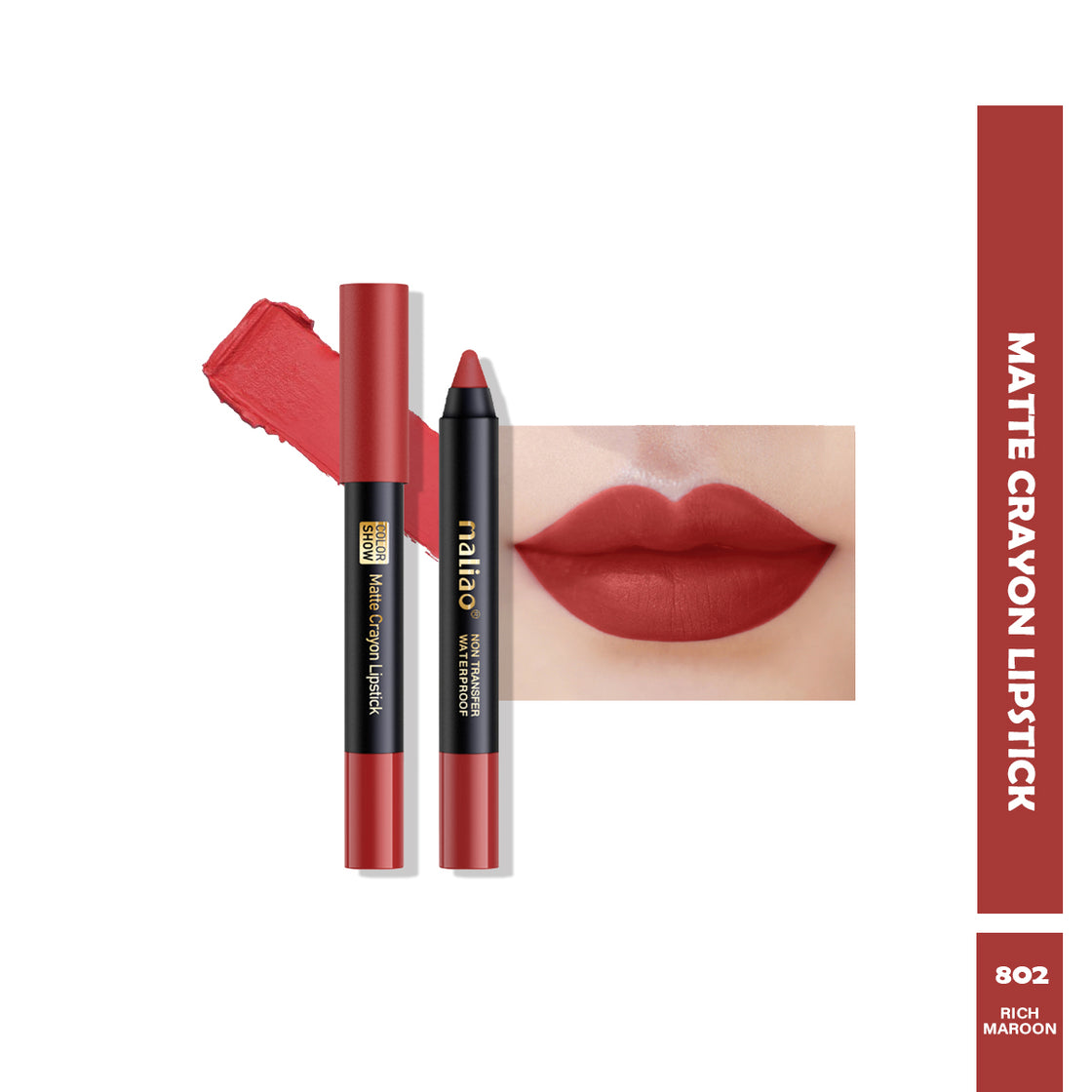 Maliao Matte Crayon Lipstick - 6-in-1 Non-Transfer Waterproof Color Show - Maliao Makeup