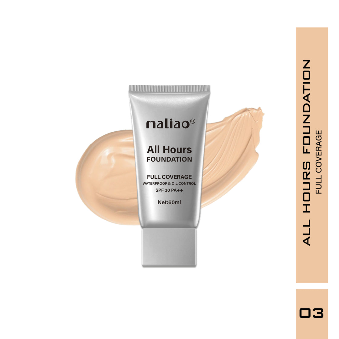 Maliao All Hours Foundation - Full Coverage, Waterproof, Oil Control, SPF 30 PA++ - Maliao Makeup