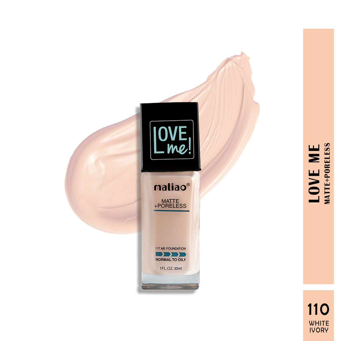 Maliao Love Me Matte + Poreless Love Me Foundation - Your Secret to Flawless, Matte Perfection Face 110-WHITE-IVORY