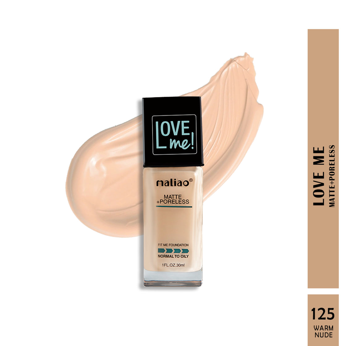 Maliao Love Me Matte + Poreless Love Me Foundation - Your Secret to Flawless, Matte Perfection Face 125-WARM-NUDE