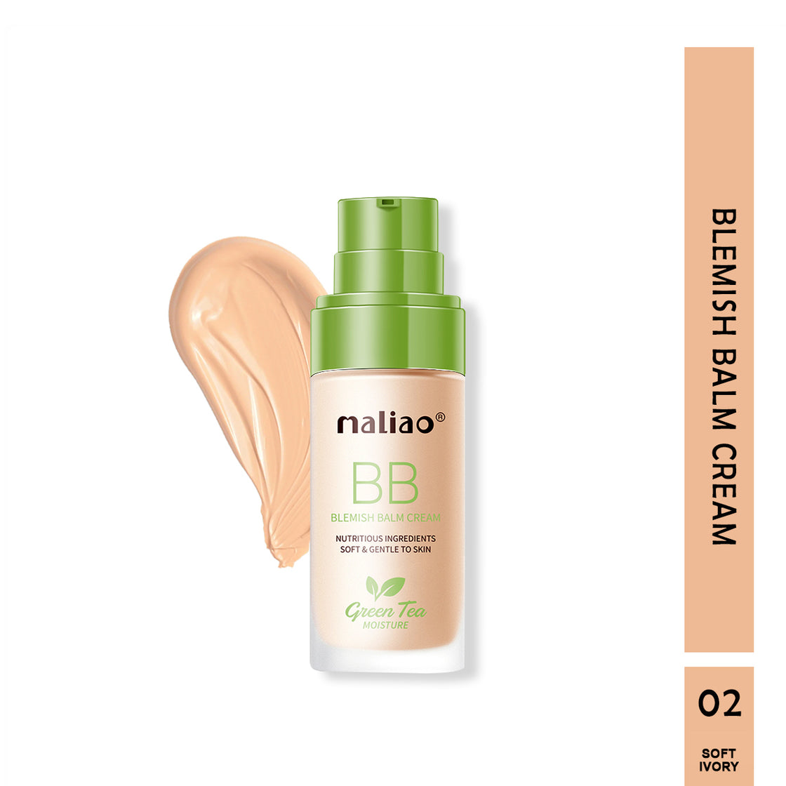 Maliao Green Tea BB Blemish Balm Cream - Moisture, Soft & Gentle Skin Care - Maliao Makeup