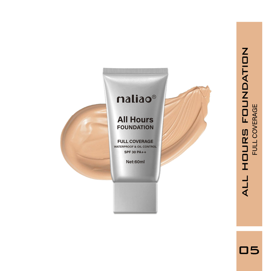 Maliao All Hours Foundation - Full Coverage, Waterproof, Oil Control, SPF 30 PA++ - Maliao Makeup