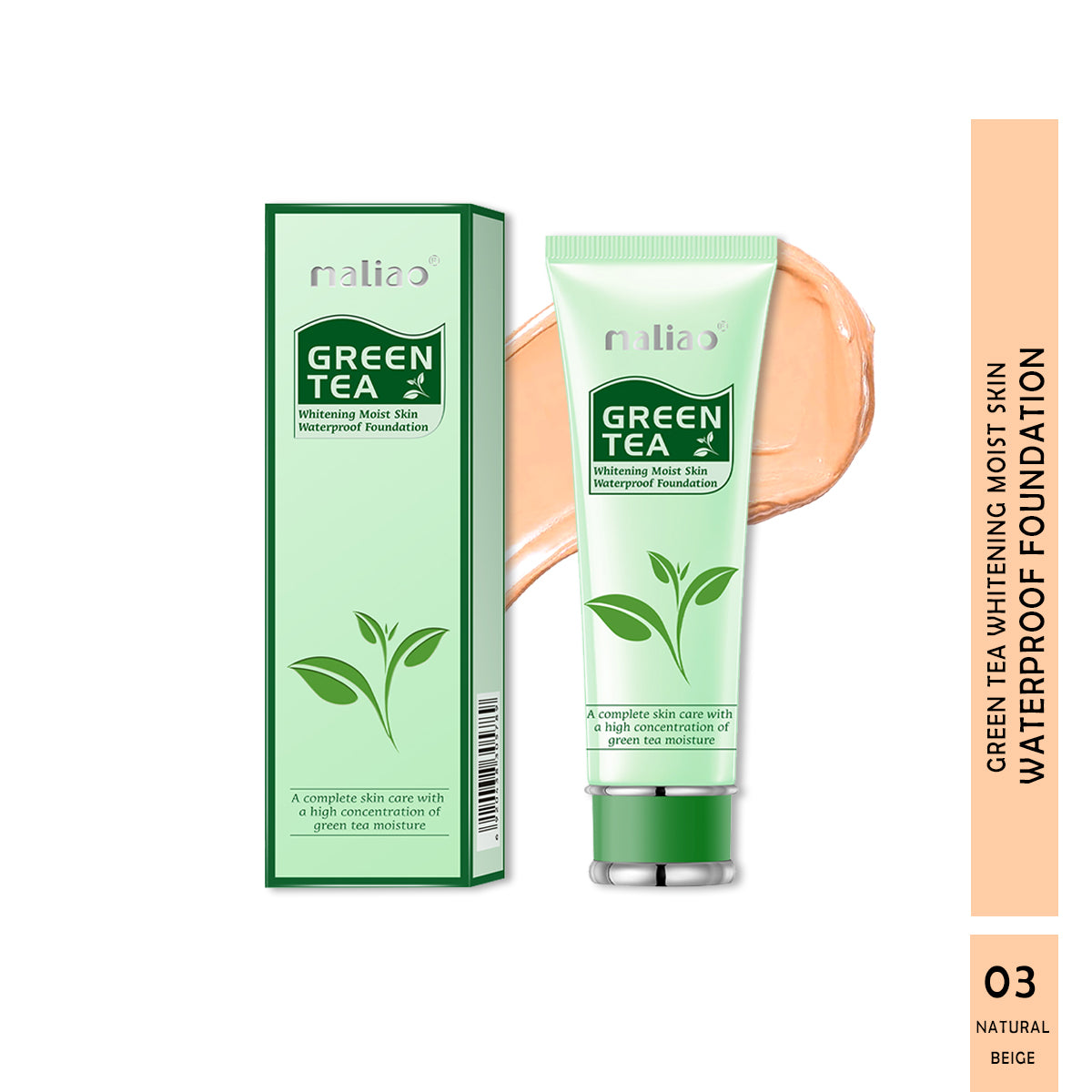 Maliao Green Tea Whitening Moist Skin Waterproof Foundation Face