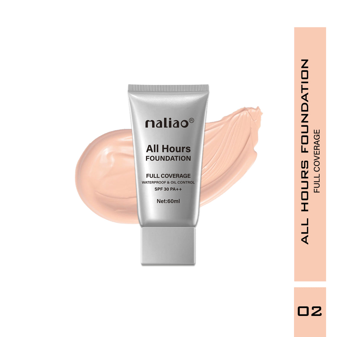 Maliao All Hours Foundation - Full Coverage, Waterproof, Oil Control, SPF 30 PA++ - Maliao Makeup