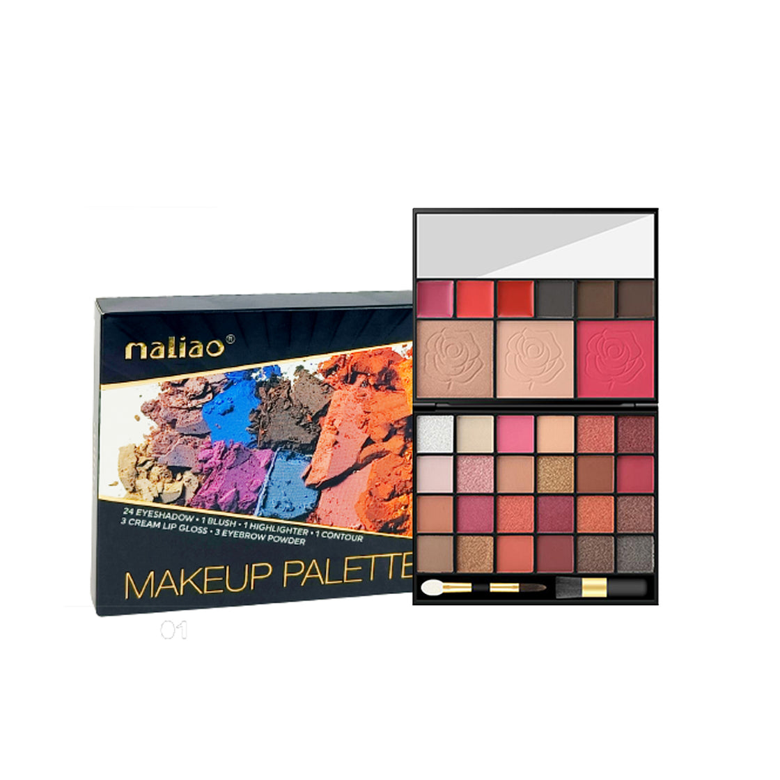 Maliao Ultimate Makeup Palette - 24 Eyeshadows, Blush, Highlighter, Lip Glosses, Eyebrow Powders, Contour Powder - Maliao Makeup