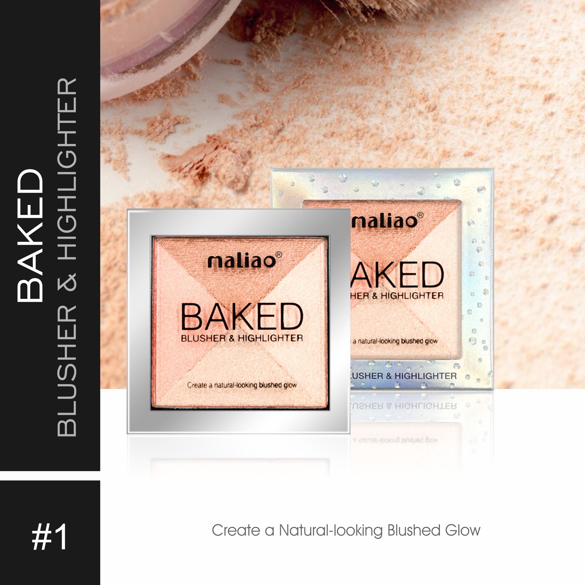 Maliao BakedBLUSHr & Highlighter - Radiant Glow | Long-Lasting, Smooth Finish Face 01