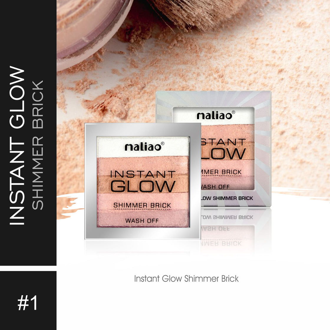 Maliao Instant Glow Shimmer Brick Wash-Off Powder Face 01